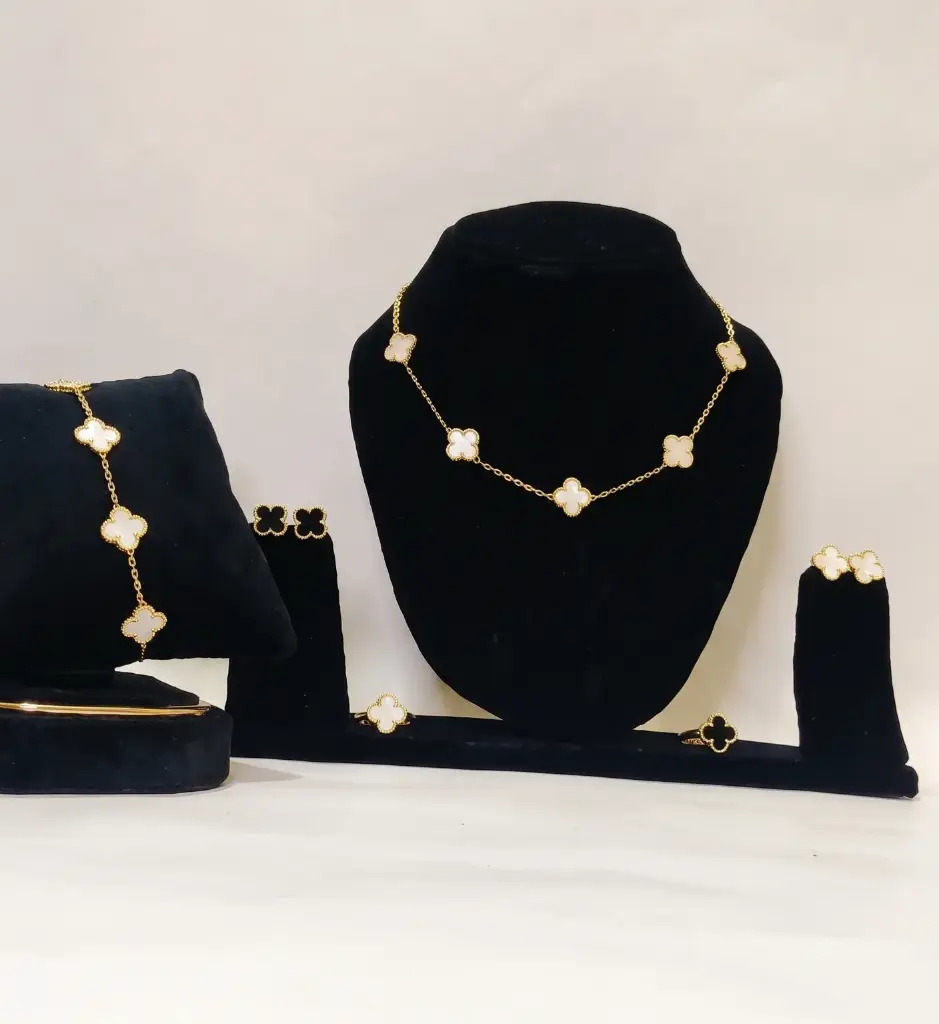 Elegant Four‑Leaf Clover Gold‑Plated Jewelry Set